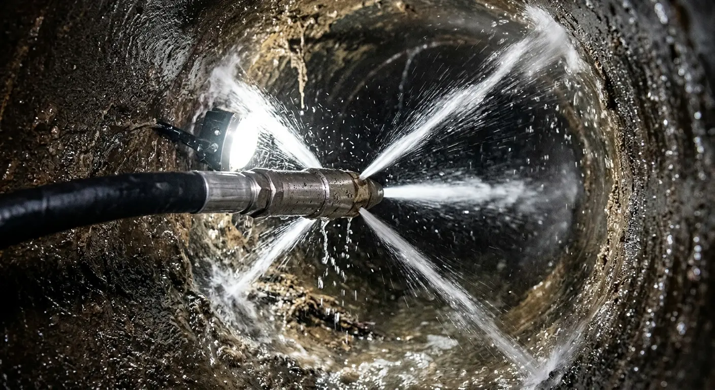 High-pressure hydro jetting nozzle cleaning sewer pipe for Storm Drain Cleaning in Spotswood